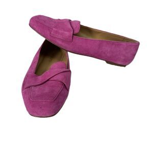 Talbots Women Stella Suede Flats Twist Detail Slip On Fuchsia Pink Size 8.5